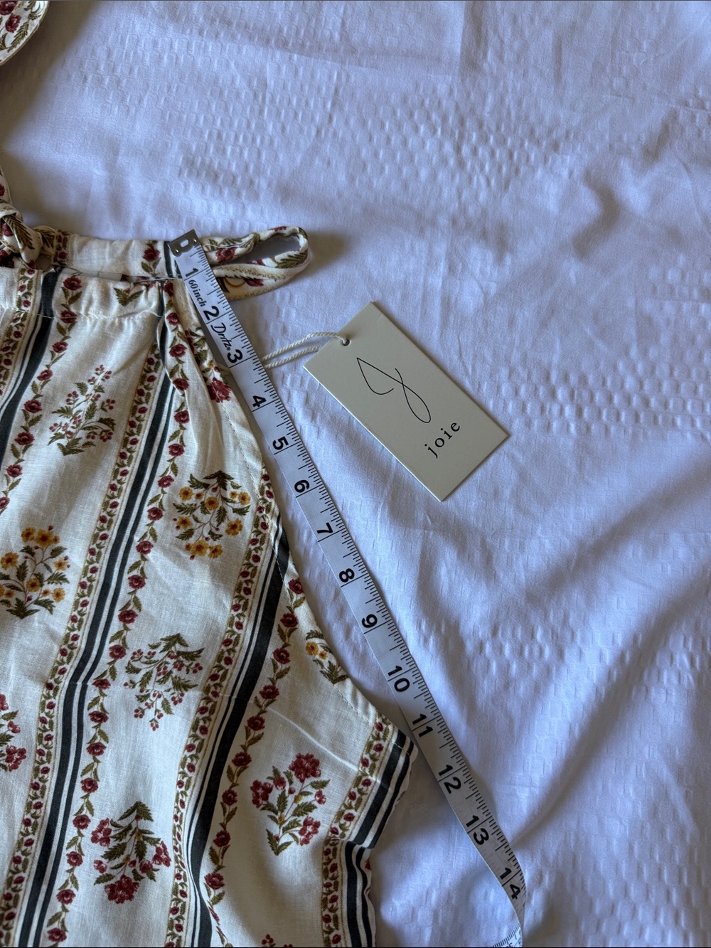 Joie Cream Floral Stripe Tie-Shoulder Camisole - Picture 5 of 8